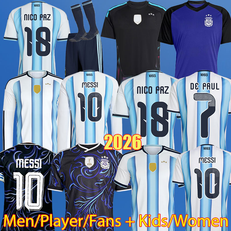 2026 Argentina 3XL 4XL MESSIS soccer Jerseys NICO PAZ MOLINA MARTINEZ Maradona de paul DI MARIA LO CELSO CARBONI MARADONA football shirt Men women Kids kit 331