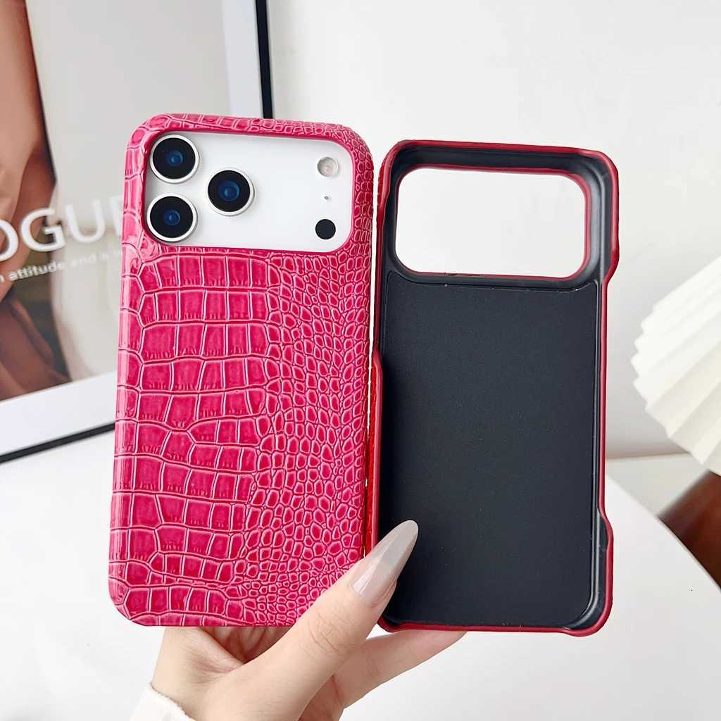 Advanced Solid Color Glossy Crocodile Skin Pattern Shockproof Protective Phone Cover Case for iPhone 17 16 15 14 Pro Max 17Air C260314