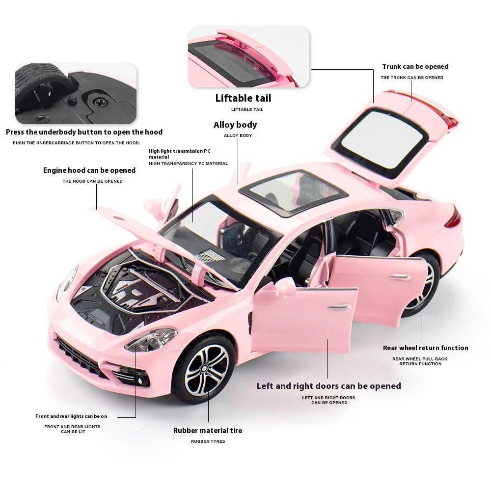 132 Porsche Panamera Alloy Car Model Diecast Sound Light Car Toy Computer Desktop Decorative Ornaments Collection Gift Box D260317