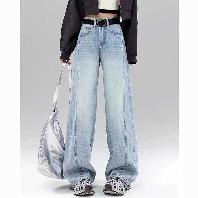 Women Korean Loose Fit Jeans s Classic Ins Fashion Denim Pants Lady Comfortable High Waist Straight Leg Trousers M260317