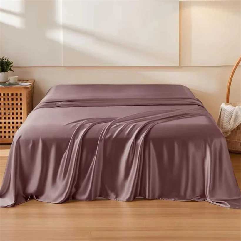 1pc Mulberry Silk Flat Bed Sheet Ultra Soft Comfortable Bedsheet Luxury Smooth Top Sheets Bed Linen 160/200/245/270cm Bed Cover D260317
