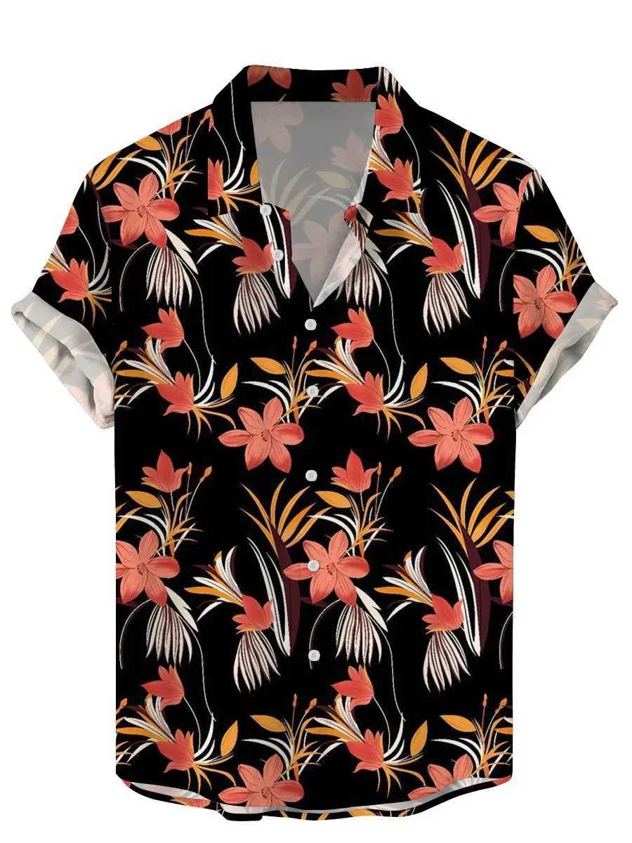 Mens Shirt Tropical plants pattern 3D Print Tops New Summer Casual Holiday shirt Button Lapel Short Sleeves Unisex Clothing M260317