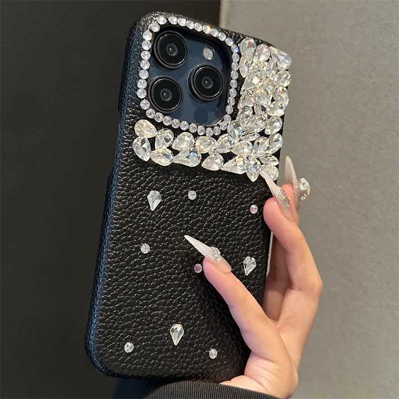 Handmade Jewelled Crystal PU Leather Phone Case For iPhone17 16e 14Plus 15Pro 1ini 11Pro 12 Half Coverage Hard Body Protection C260314