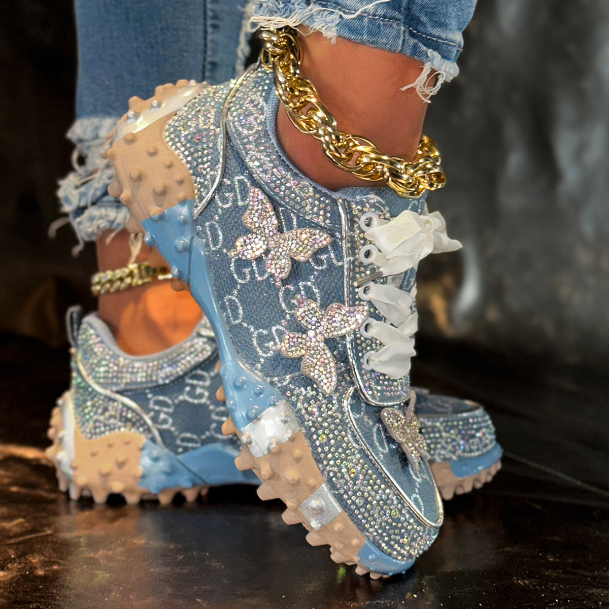 Womens designer Sneakers Water Anti slip leisure Fashion Rhinestone Luxury Training Shoes 2026 New Outdoor Platform Anti-slip column Anti Slip Running
