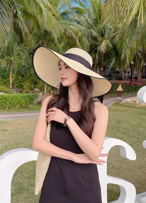 1pc Outdoor Seaside Woman Fashion Big Bow Large Brimmed Sun Protection Cap Foldable Straw Hat Sombrero Panama Hat Beach Hat H260317 - view 7