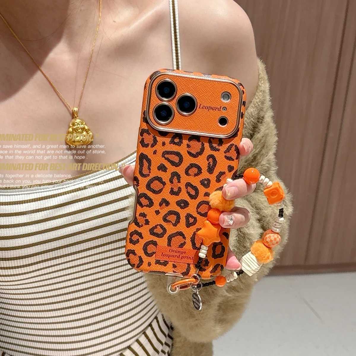 Stylish Orange Leopard Print Phone Case Cpatible with iPhone 17 17 Pro 17 Pro Max 16 15 14 and Pro Max Soft Case C260314