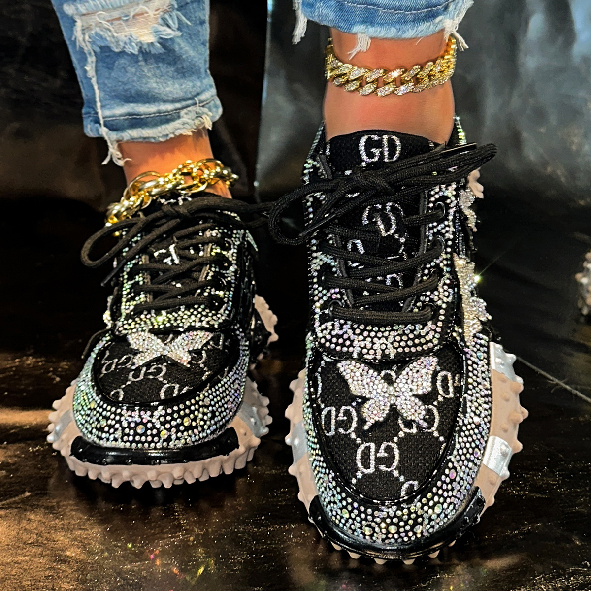 Womens designer Sneakers Water Anti slip leisure Fashion Rhinestone Luxury Training Shoes 2026 New Outdoor Platform Anti-slip column Anti Slip Running