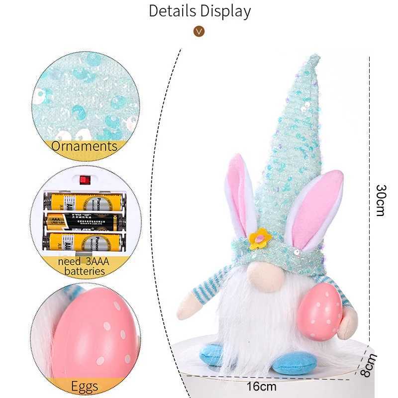 Easter LED Glowing Faceless Gnome Doll Cute Rabbit Ornament Kids Gift Favors 2025 Spring Easter Decoration for Home Party Supply H2603161