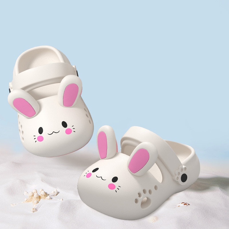 Kids Clogs Cartoon Bunny Slippers Girls Boys Non-Slip Kids Shoes Soft EVA Slippers Lightweight Beach Shoes Pool Shower Slippers Indoor Outdoor Slipper