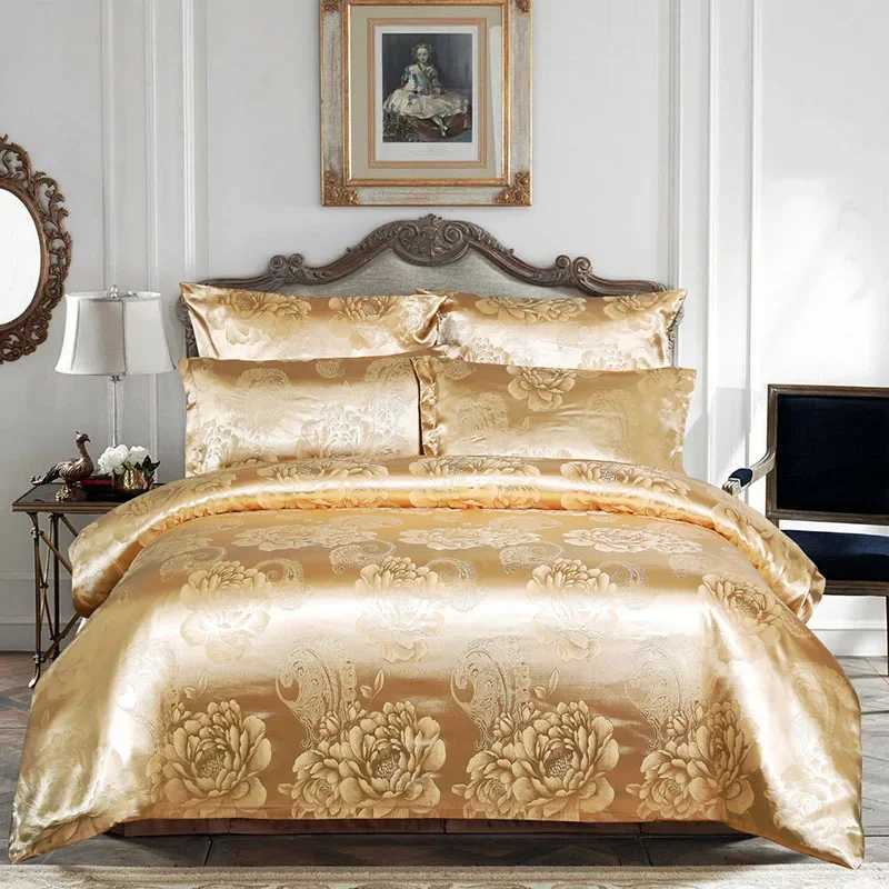 European Satin Jacquard Duvet Cover Set High Quality Smooth and Skin Friendly Comforter Cover Set Summer Bedding Kit for Adults D260317