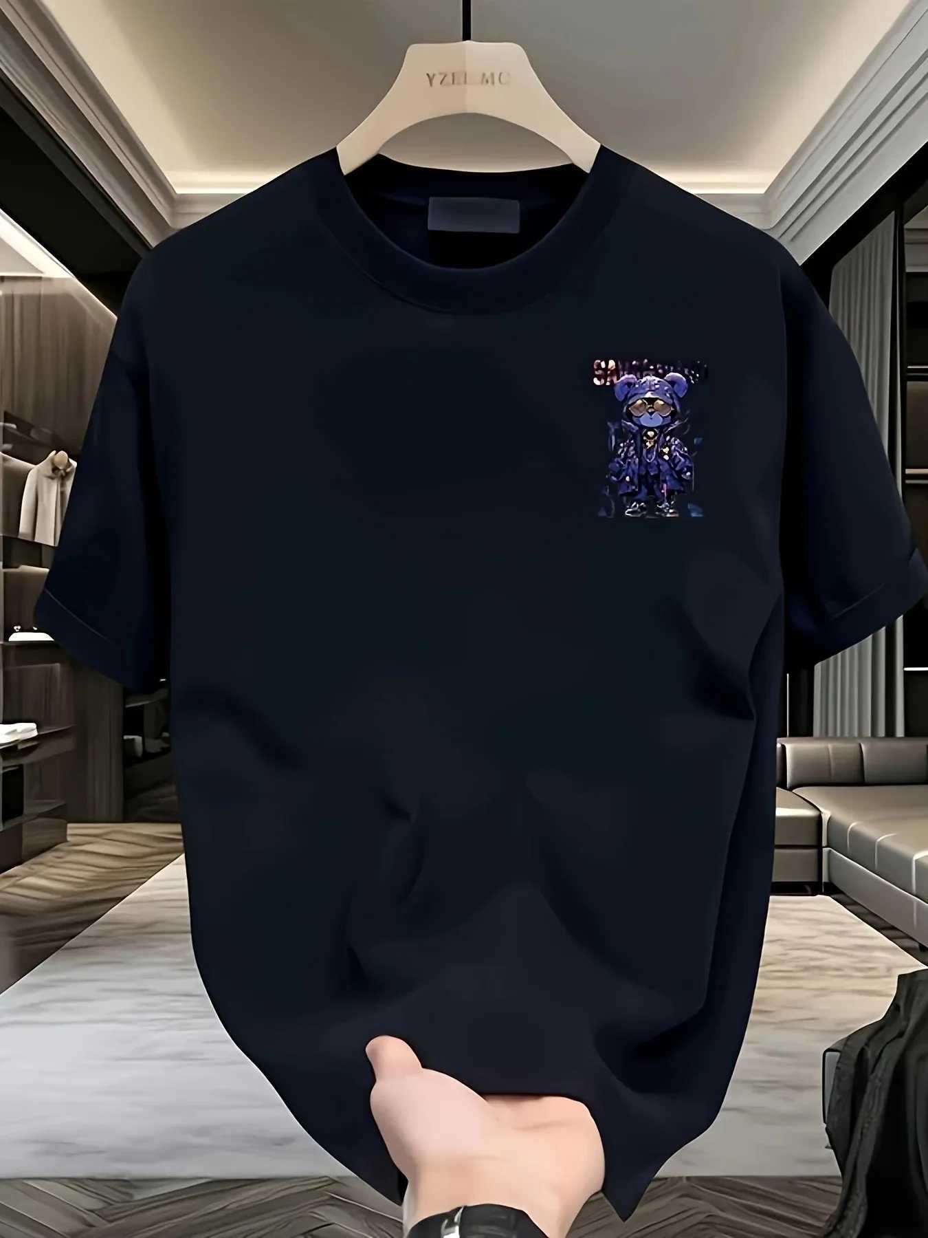 Men New Summer High Street Crew-neck Short-sleeved T-shirt Fashionable Casual Fabric Comfortable and Breathable Fine and Smooth M260317