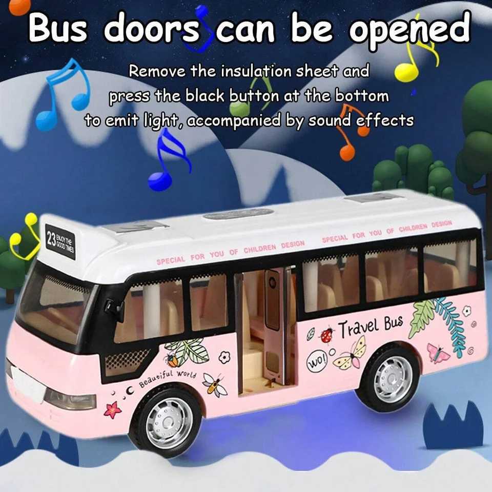 Interactive Kids City Bus with Lights SoundsPlastic Pull Back Play Vehicle Perfect for Kids Playtime D260317