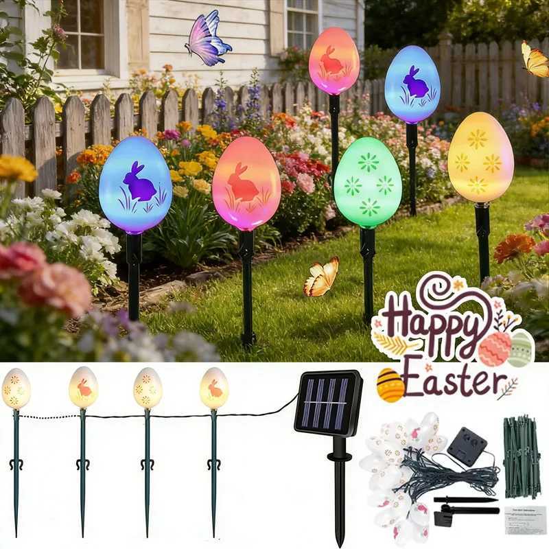 Solar Easter Egg String Lights Rabbit Egg Ground Lights Garden Lawn Decoration Lamp Outdoor Holiday Festival Lighting H260316