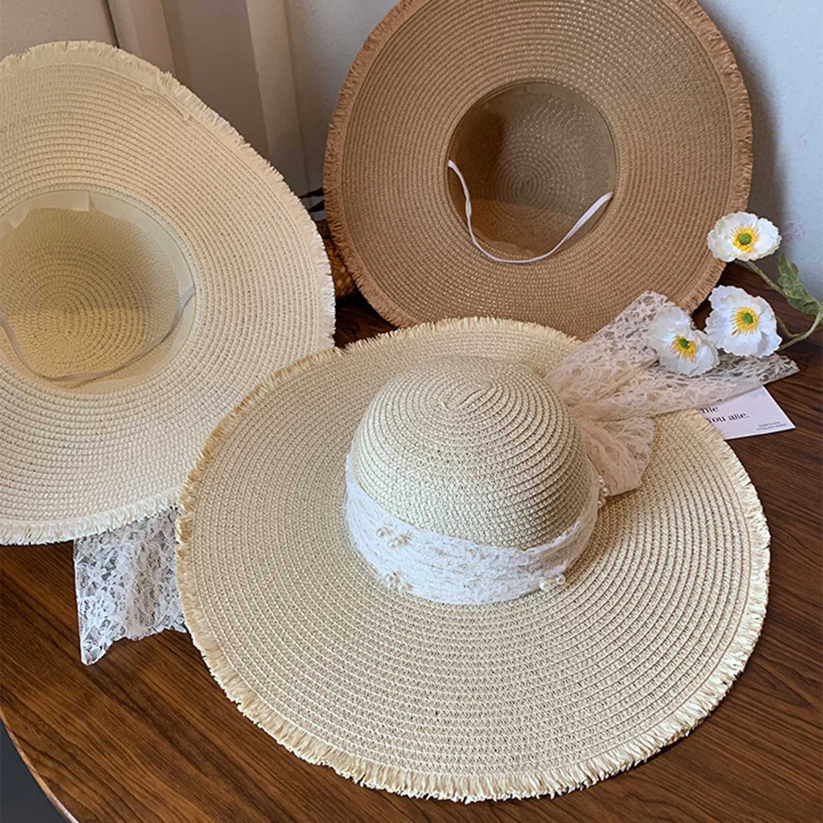 Summer Beach Straw Sun Hat Cool Beach Hat With Wide Brim Ribbon Designs Sun Protection For Women Outdoor Beach Vacation Travel H260317 - view 5
