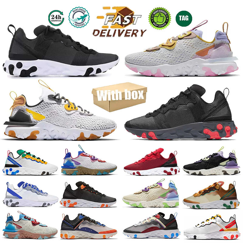 Women Mens Epic React Vision 87 55 Running Shoes Orange Blue White Black Iridescent React Element Sports Trainers Sneakers Runners shoe