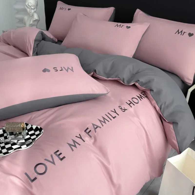 Nordic Luxury Egyptian Cotton Bedding Set King Queen Double Twin Size with Sheet Duvet Cover Pillowcases 1/2 People Bed Linens D260317