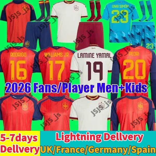 2026 World Cup SPAIN Soccer Jerseys PEDRI GAVI LAMINE YAMAL MORATA Carvajal OLMO FERRAN RODRIGO Jersey SPANISH Men Kid Kit Football Shirt CUBARSI MERINO