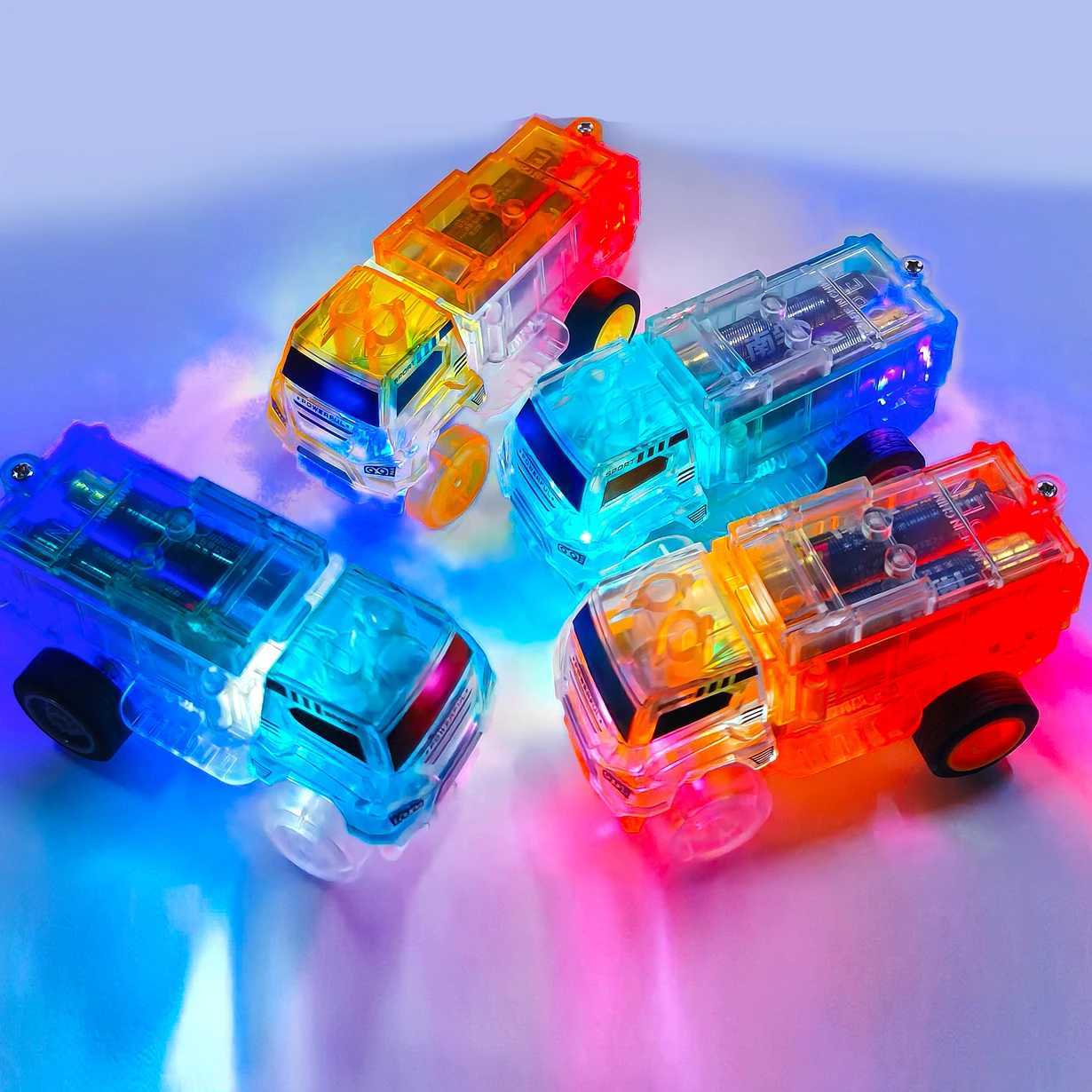 Tracks Cars Compatible Glow in the Dark LED Flashing Light Toy Cars Set for Most Race Tracks - Light up Cars for Kids Y260316