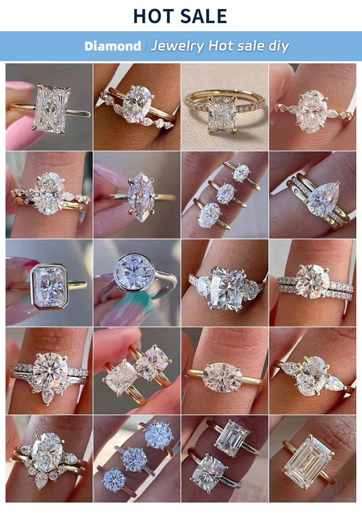 3CT IGI Customizable Radiant Cut Lab Grown Diamond Ring 18K Gold Wedding Engagement Jewelry Classic Factory Direct Price Parties