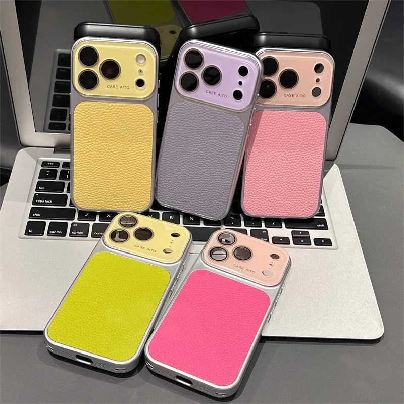 Luxury Lichee Pattern Leather Phone Case For iPhone 17 16 15 14 Pro Max Hard PC Camera Window Back Cover C260314