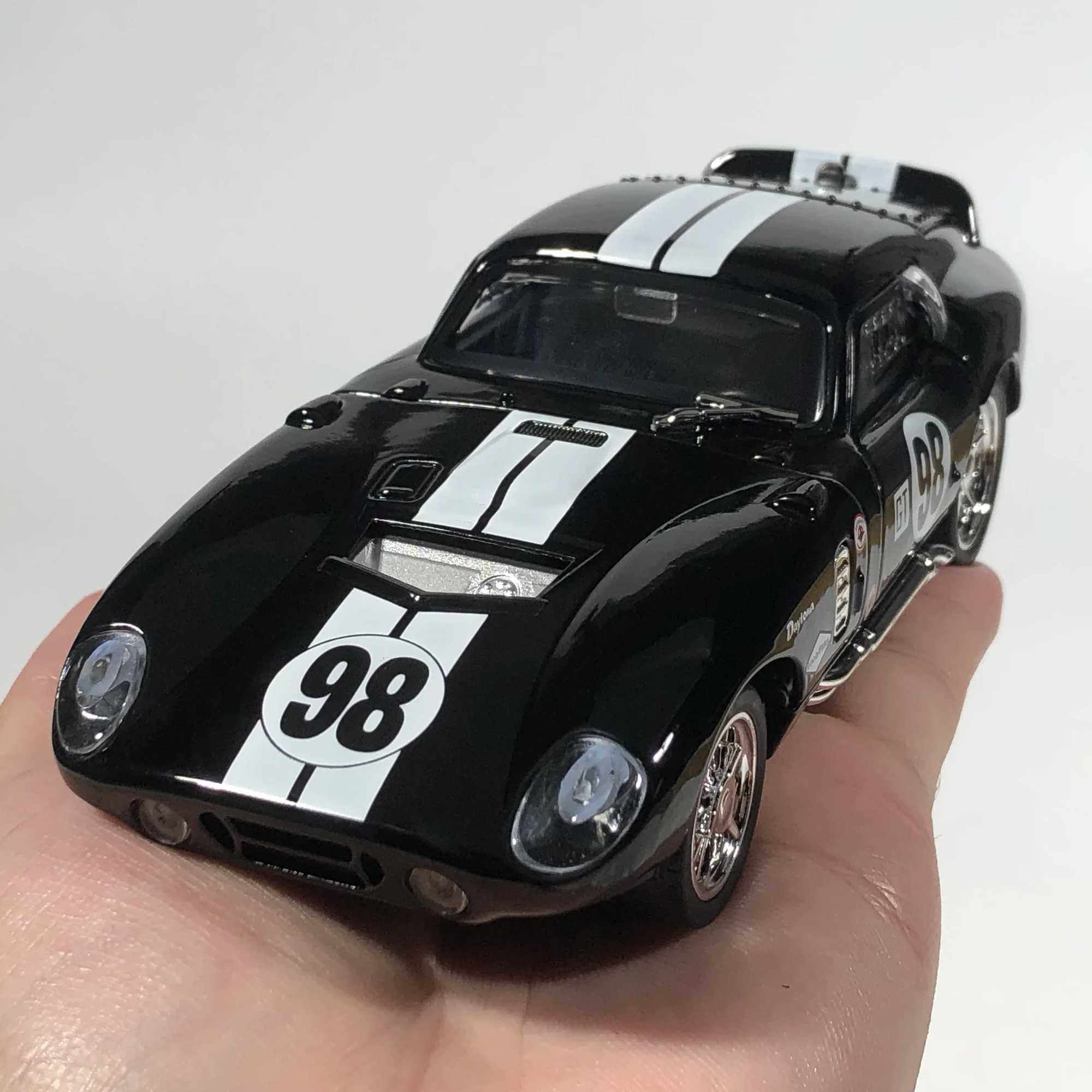 132 1965 Ford Shelby Cobra Daytona Coupe Alloy Metal Diecast Model Car Sound And Light Pull Back collectibles Hobby Decorations D260317