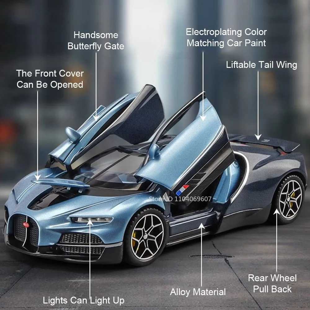 132 Bolide Tourbillon Supercar Model Toy Alloy Diecast Pull Back Sound Light Doors Opened Collection Sports Car for Adults Boys D260317