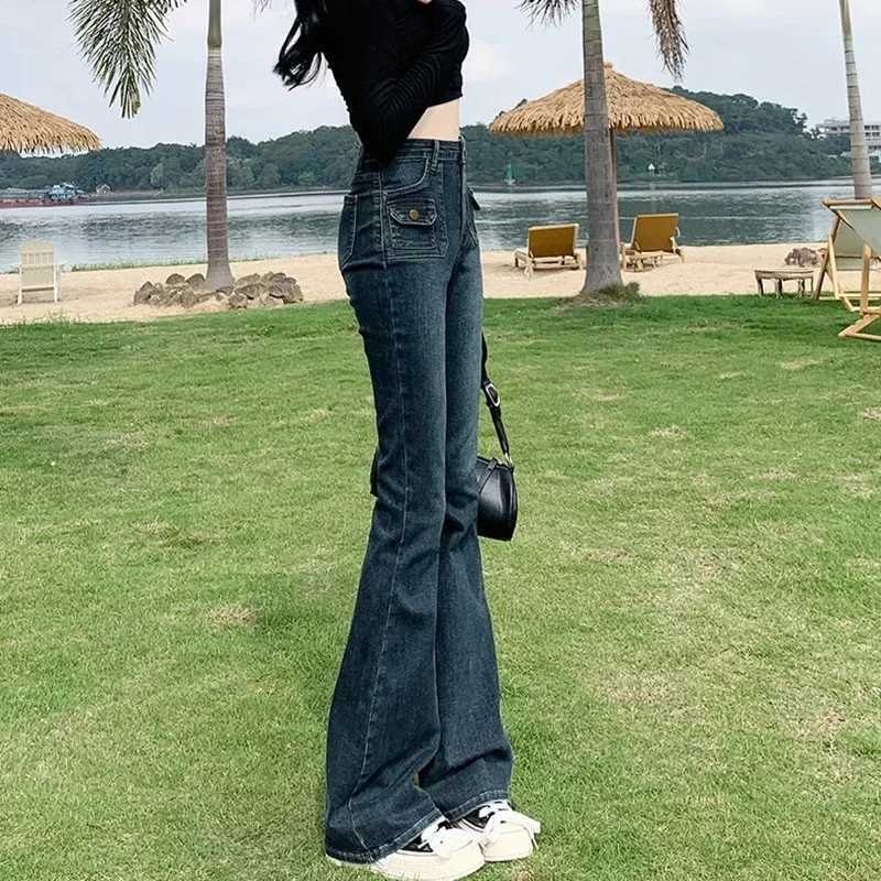 Woman High Waist Aesthetic Grunge Jeans Female Streetwear Y2kSlim Fit Wide Leg Pants s Vintage Gothic Pink Denim Trousers M260317