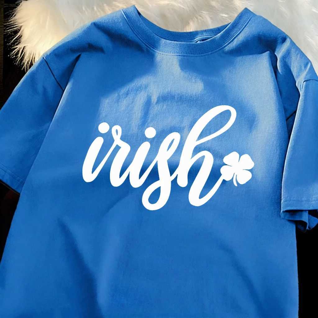 Irish Script Prints Man Beach Sport T-Shirt Cotton Comfortable Tops Trendy O-Neck T Shirt Hip Hop Loose Clothes Daily Casual Tee M260317