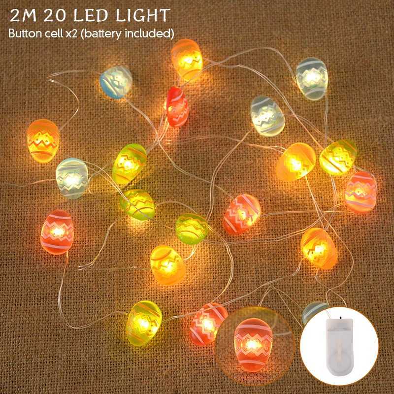 2/1 meter Easter String Lights for Home Decor 20 LED Glowing Easter Bunny Egg Carrot Fairy Light Ornament Decorations H260316