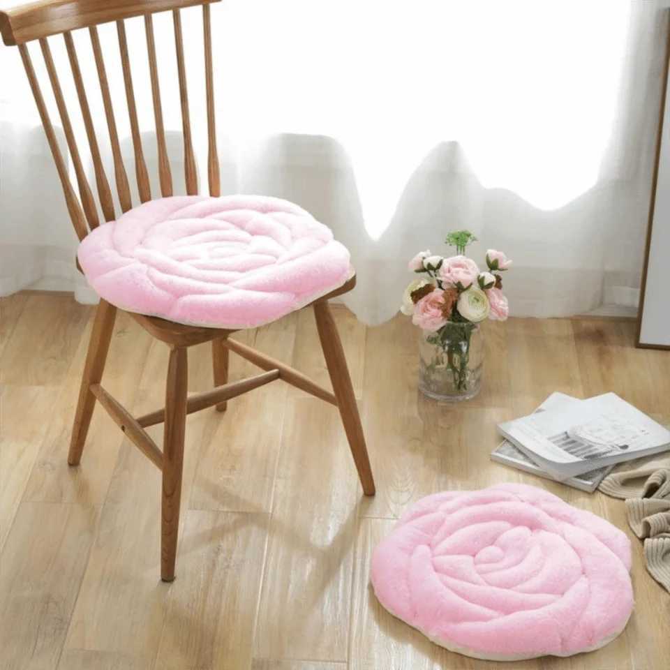 Home Decoration Rose Shaped Chair Cushion Quilted Soft Seat Cushion Non-slip Particle Thickened Tatami Sofa Cushion Living Room D260317