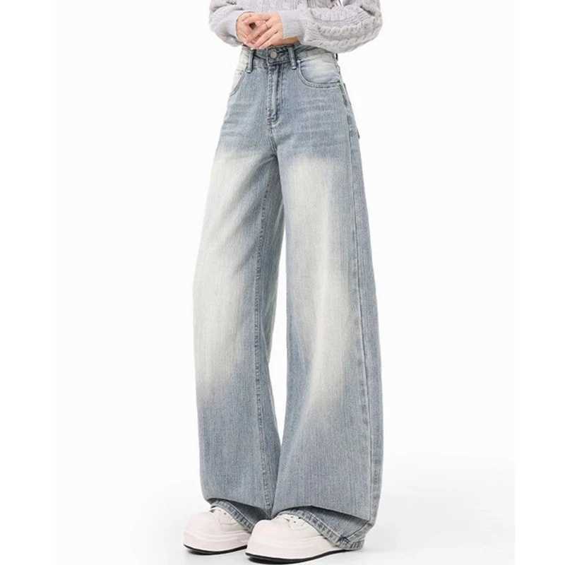 Female Baggy Solid Wide Leg Jeans Hot Sale s High Waist Denim Trousers 2025 Women Fashion Casual Daily Pants M260317