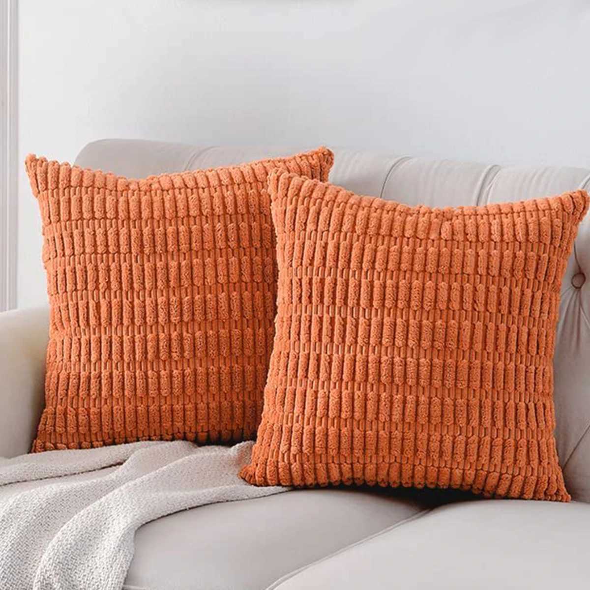 1pc Super Soft Striped Corduroy Pillow Covers Cushion Cases Pillowcases for Couch Sofa Bed Farmhouse D260317
