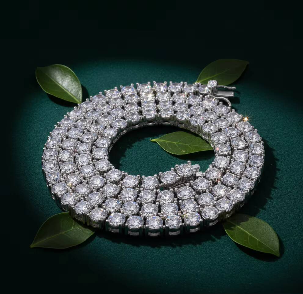 Wholesale Aniva Lab Grown Diamond Tennis Chain Necklace 925 Sterling Silver IGI Certified Brilliant Cut Unisex Trendy E Color