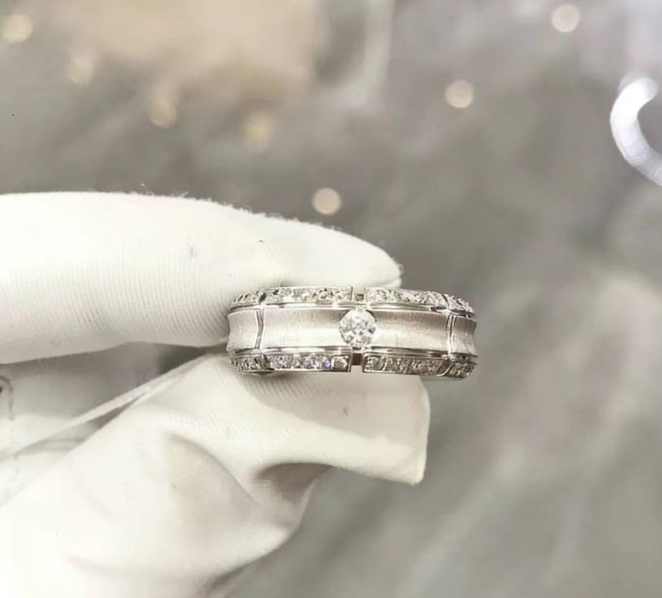 18K gold luxury fashion mens ring IGIcertified labgrown roundcut diamond micropav setting design specially crafted for him