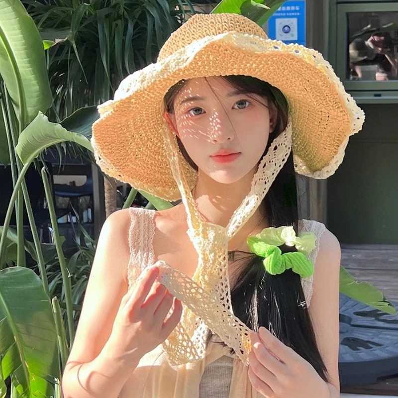 1pc Womens Sun Hat Wide Along The Beach Hat Outdoor Summer Straw Hat Folding Sun Hat Head Beach UV Protection Hats for Tralve H260317 - view 4