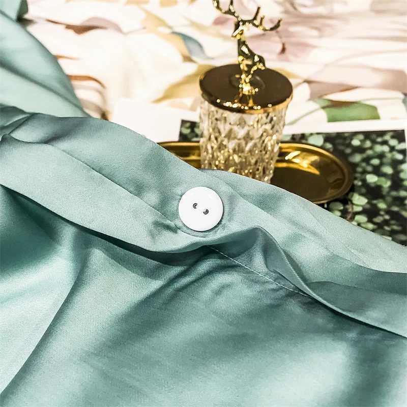 600TC Lyocell Soft Silky Cooling Summer Tropical Plant Print Bedding Set Duvet Cover Set Flat/Fitted Bed Sheet Pillowcase 4Pcs D260317