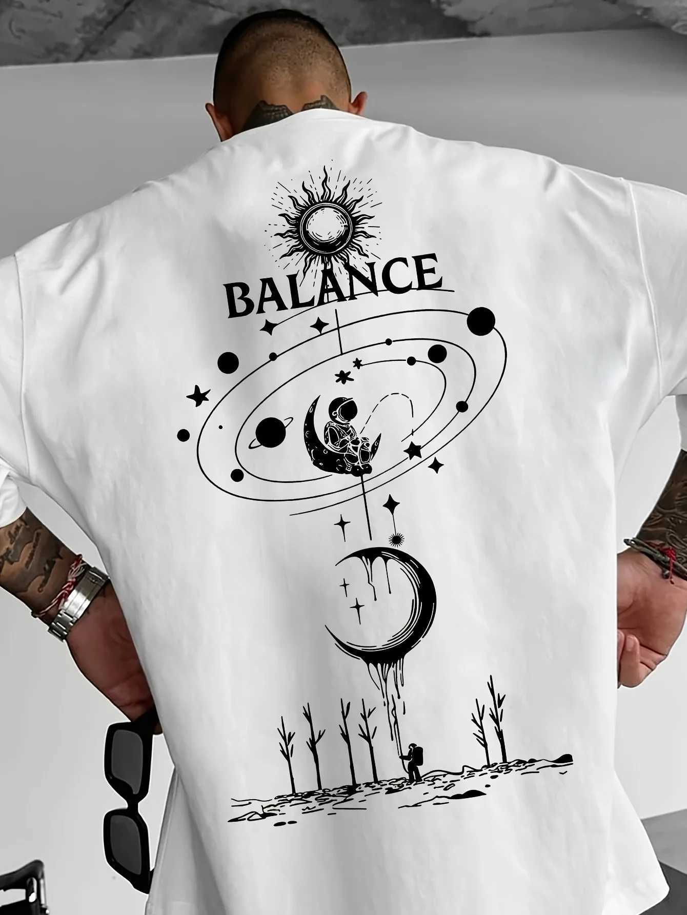 Summer Star Pattern Men Loose T-shirt Street Fashion Trend 100 Pure Cotton Soft Material Suitable Daily Casual Outdoor Wear M260317