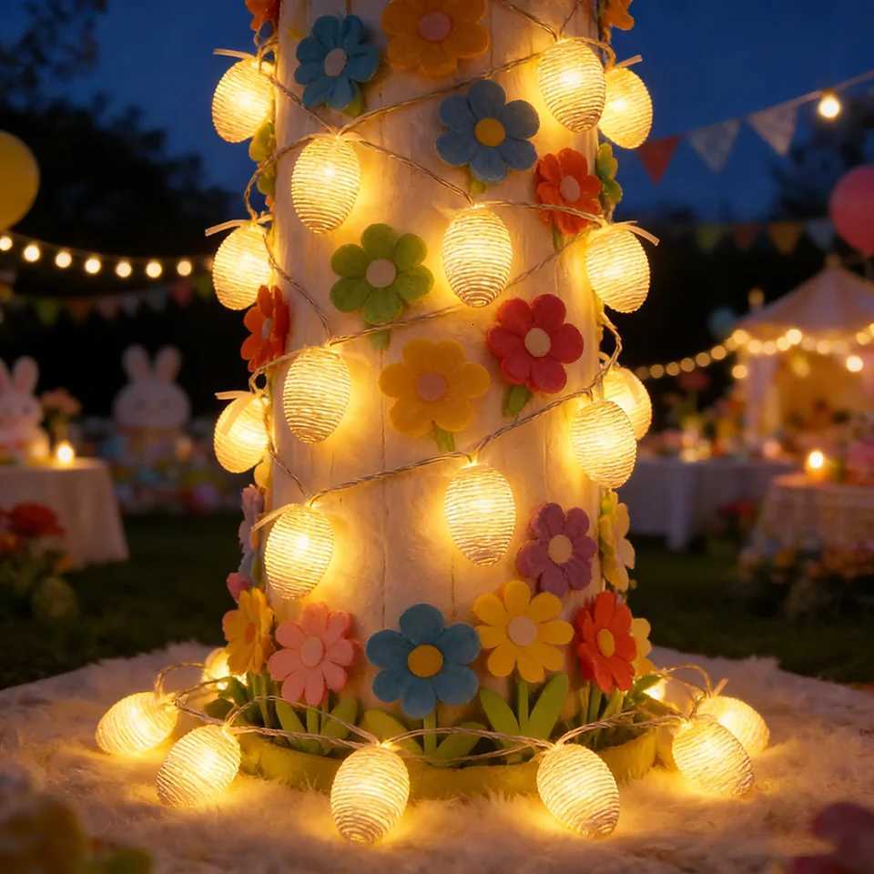 1pc Easter Egg String 10LED Simulated Egg Battery Powered Party Home Gift Spring Easter Themed Atmosphere Easter Egg String H260316