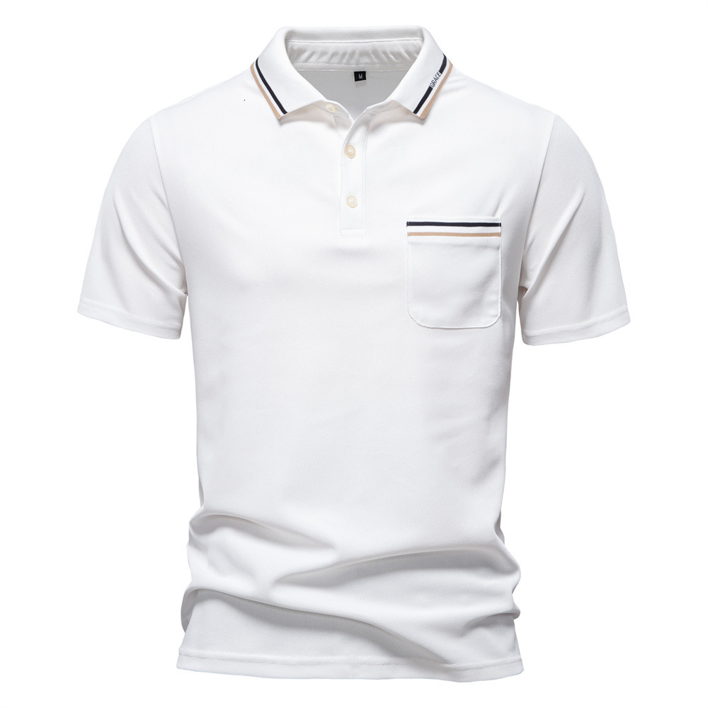 Summer New Short Sleeve Polo Shirt Men's Striped Polo Shirt Collar Business Casual Short Hoodie Sleeve Polo Men's Top