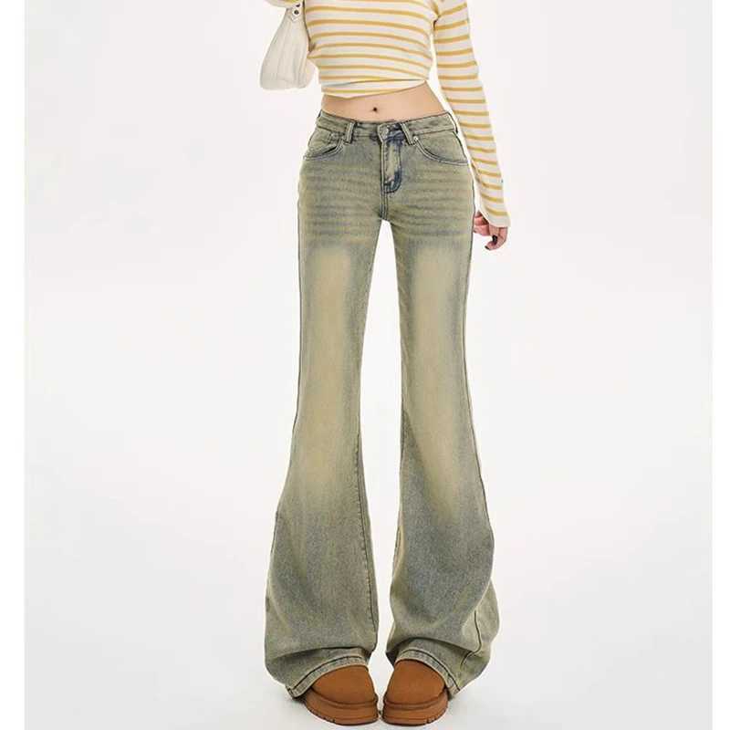 Hot Sale Women Retro Casual Straight Leg Jeans Lady Classic Solid Flared Pants s Fashion Low Waist Denim Trousers M260317