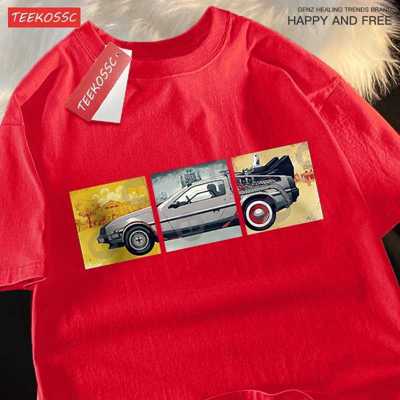 Back To The Future Movie Car T Shirt Mens Cartoons Loose Menswear Cotton Summer T Shirts Hip Hop Oversized Short Sleeve Couple M260317