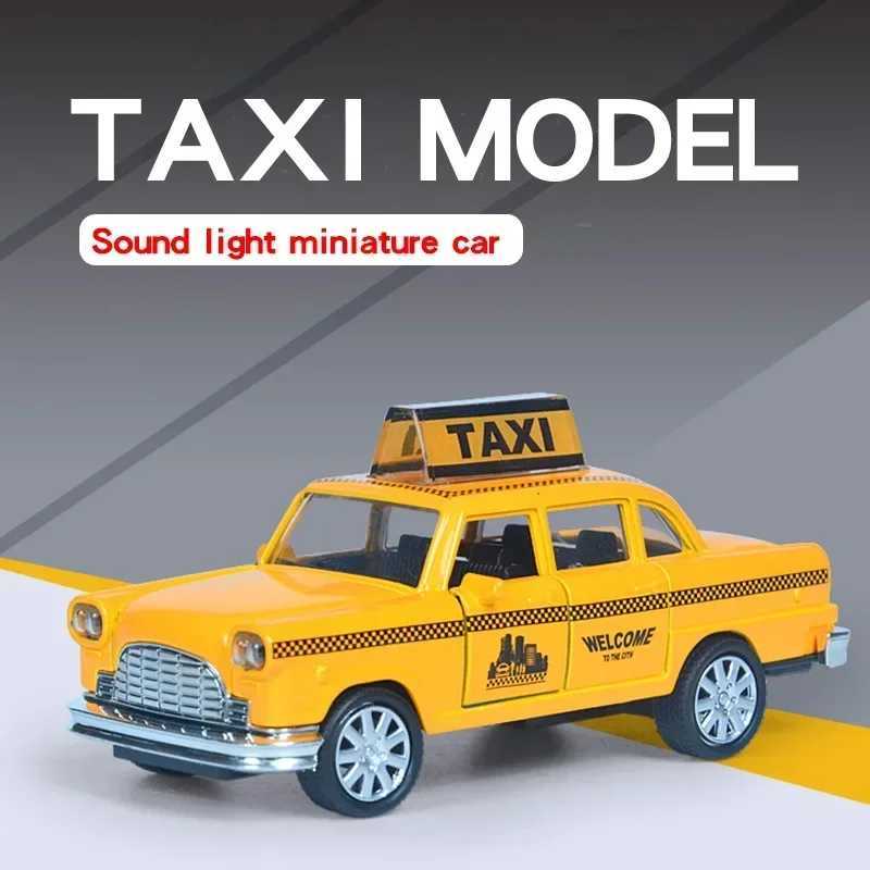 1/32 Retro Taxi Model Alloy Car Toy Miniature Car Collection Diecast Sound Light Kids Toys Childrens Day Gift D260317