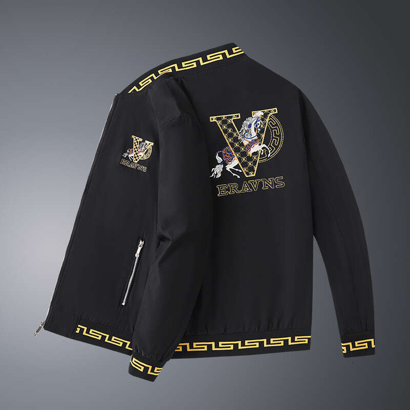 Embroidered Jacket For Men, New Trendy Heavy-Duty European Style Fashion Baseball Jacket, Men's Coat