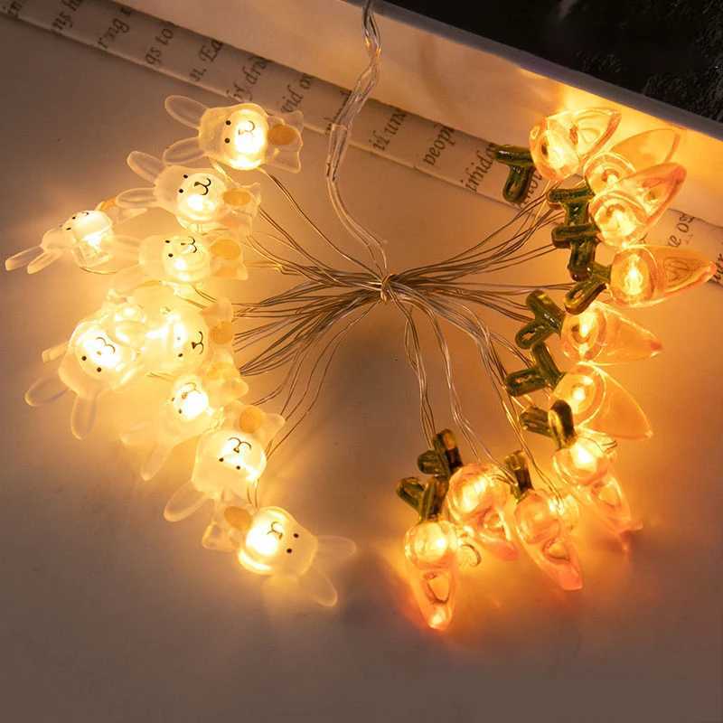 2m Easter String Lights Rabbit Carrot Easter Egg shape LED Fairy Light Garland Happy Easter Party Home Decoration 2025 Kids Gift H260316