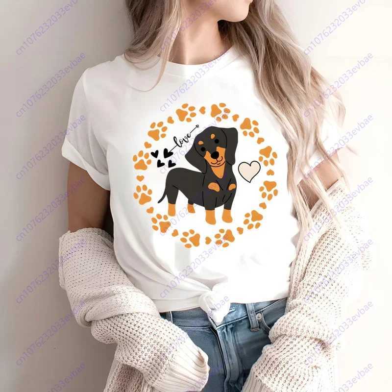 Dachshund Teckel Funny Cute Dog Animal T-Shirt Women Short Sleeve Summer Fashion Tshirt Casual Fashion Tee Shirt O-Neck Tops M260317