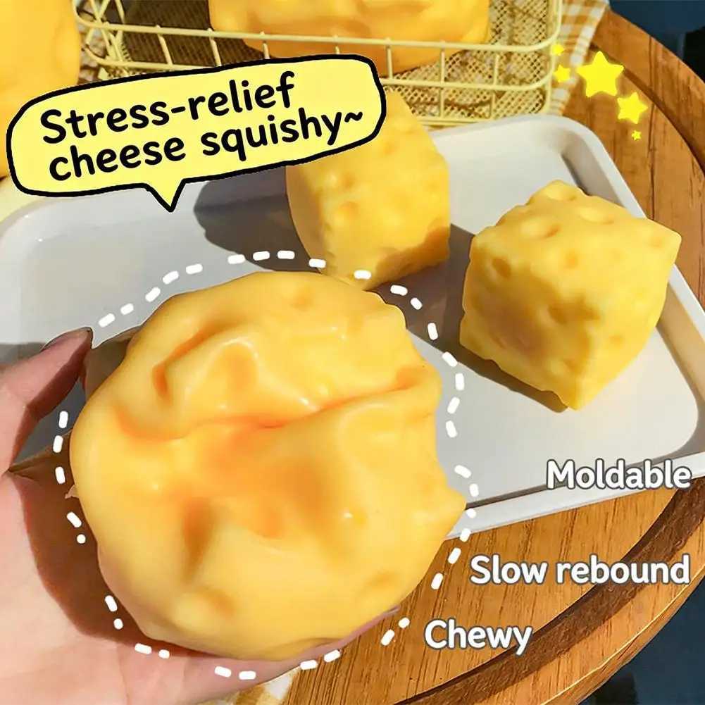 Square Cheese Squishy Toys Slow Rebound Push Stress Relief Sensory Toys Cheese Stress Balls Fidget Toys for Children Adult H260324