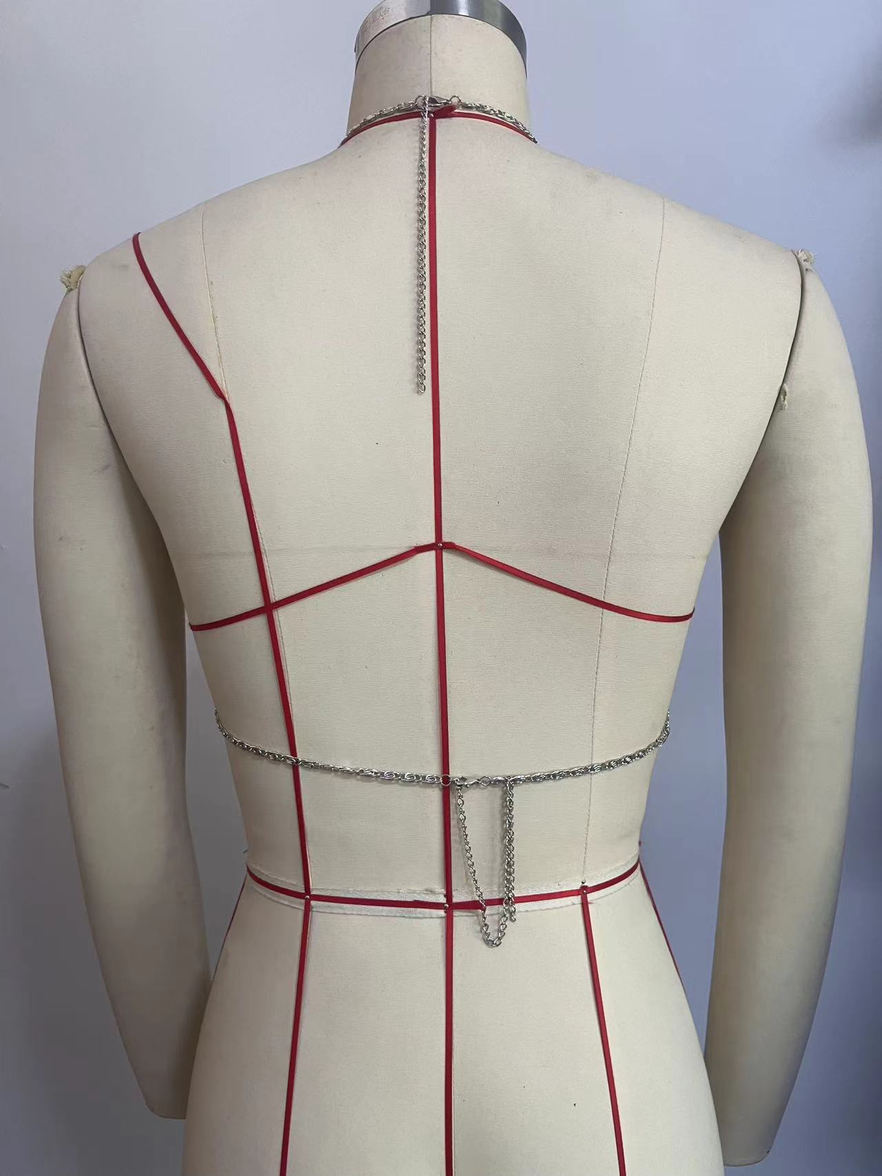 Stage Wear Sequin Circle Tassel Alloy Pendant Body Chain Vest Tank Top Chest Chain