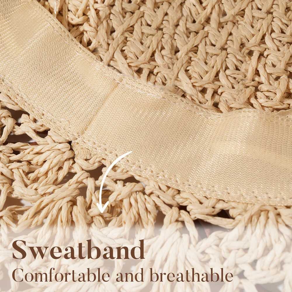 Womens Crochet Straw Hat with Bowknot Wide Brim Summer Sun Hat for Beach Travel Outdoor Activities Breathable Floppy Straw H260317 - view 5