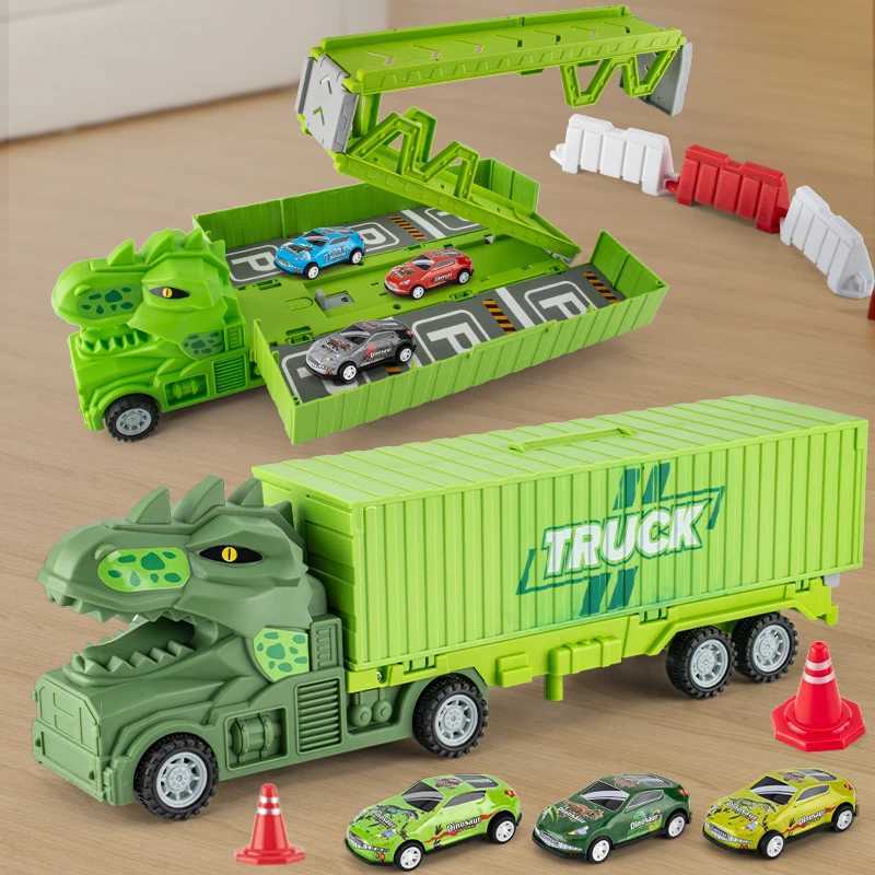 Large dinosaur container car set Folding rail car Childrens storage car toy ejection car Boys birthday gift June 1 Childrens Y260316
