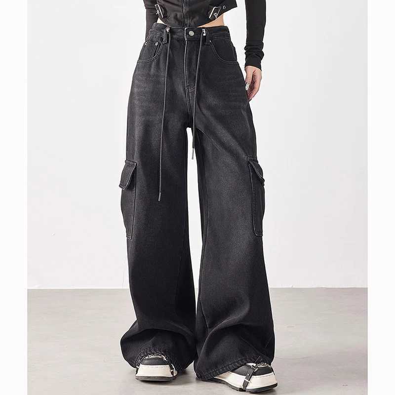 2025 Fashion Hot Sale s Thin Baggy Jeans Lady Chic Designer High Waist Pants Female Korean Leisure Denim Trousers M260317
